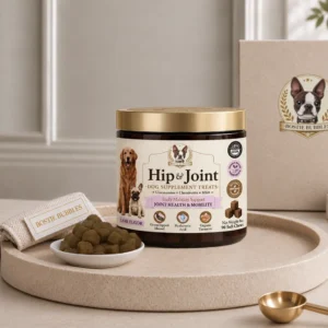 Bostie Bubbles Hip & Joint dog supplement treats with soft chews.