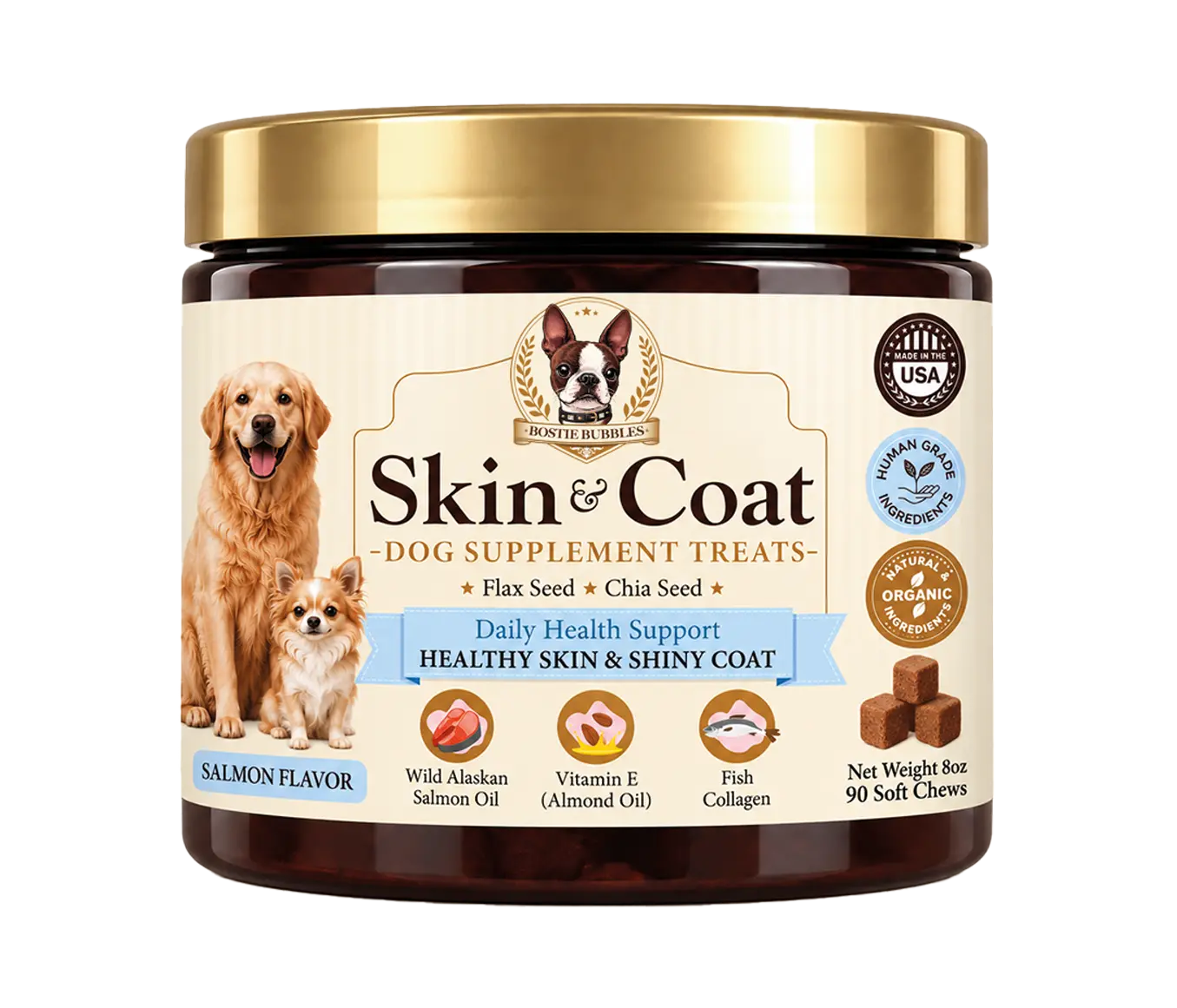 Bostie Bubbles - Skin & Coat Supplements treats Jar
